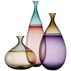 Colorful, Modernist Hand Blown Art Glass Statement Vase Collection by Vetro Vero