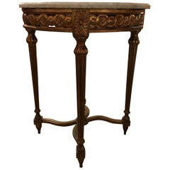 Louis XVI Style Giltwood Round White Marble-Top Side Table