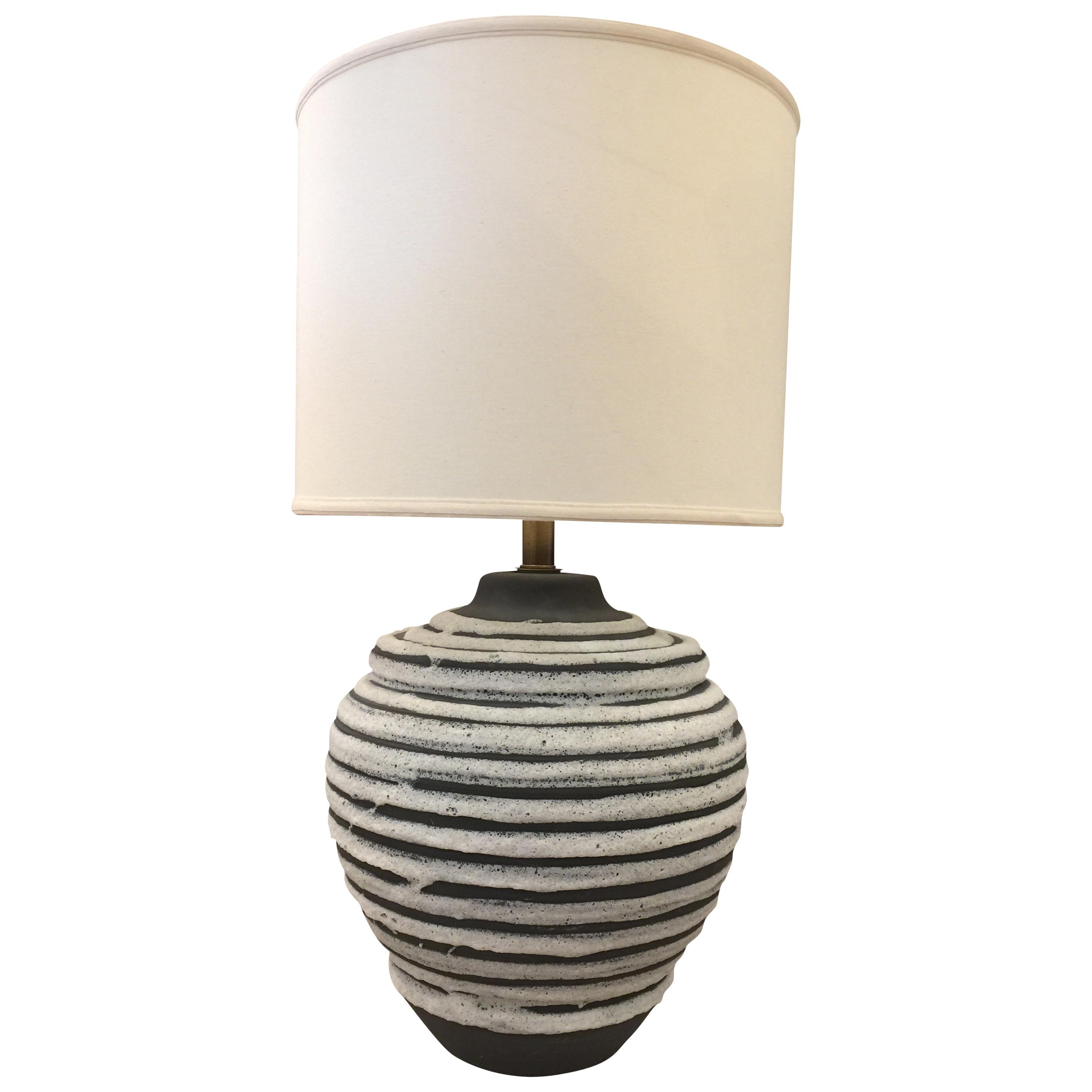 Oversized Beehive Style Pottery Lamp
