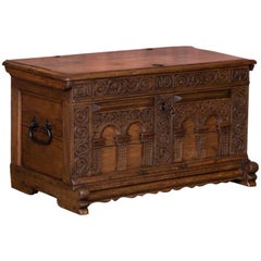 Antique 18th Century Hand Carved German Trunk