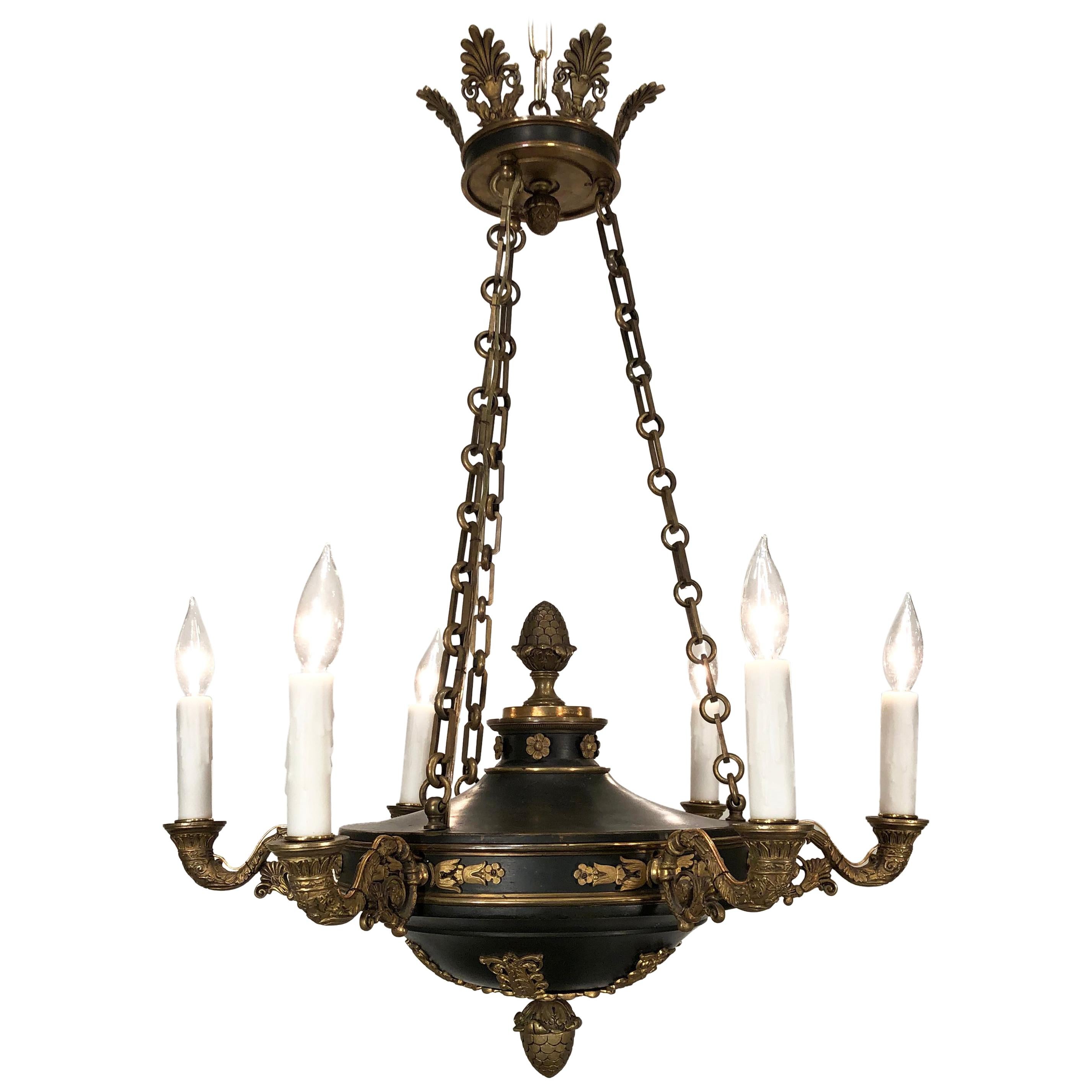 19th Century English Regency Bronze Chandelier