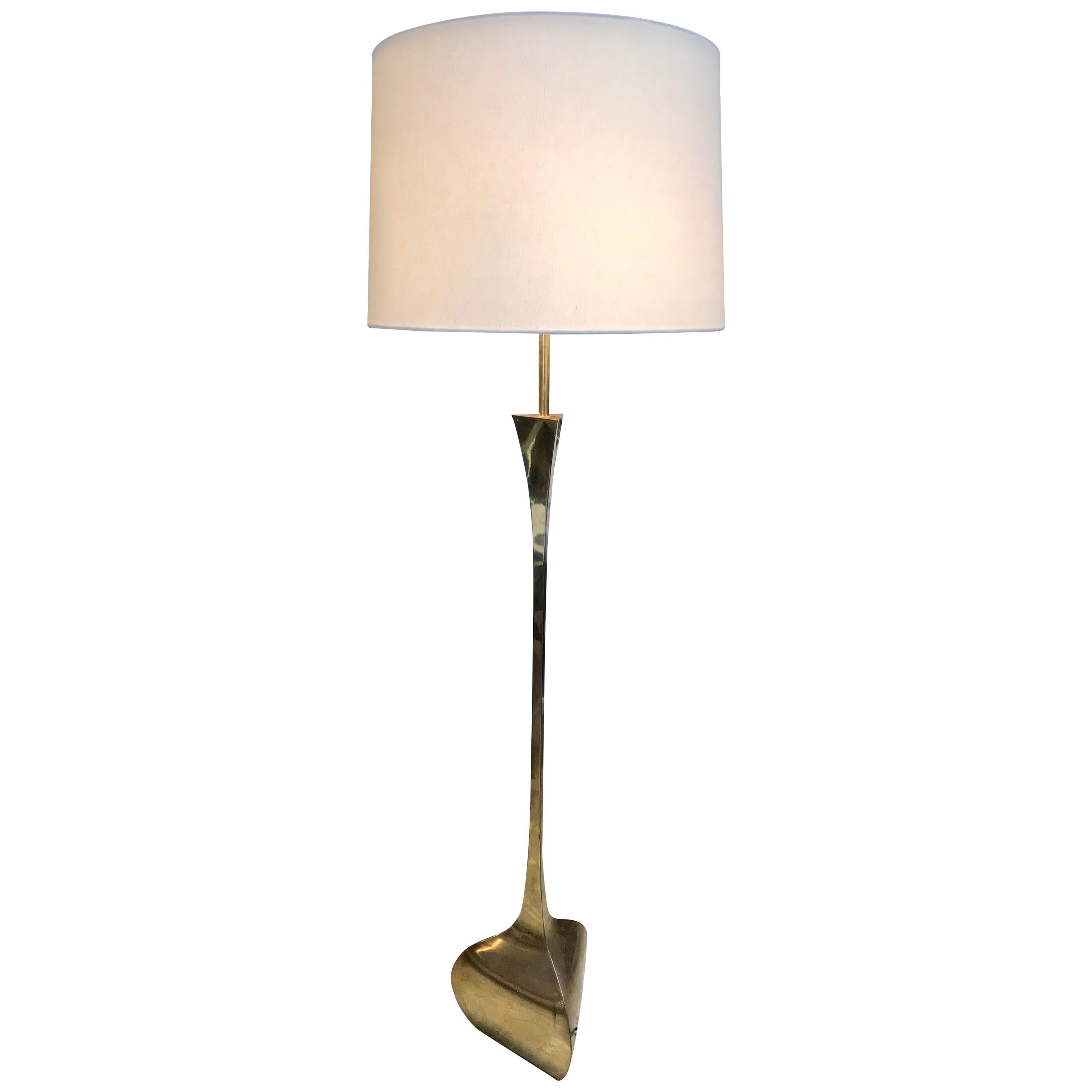 Tonello & Montagna Grillo Italian Brass Floor Lamp on Sculptural Base 1972