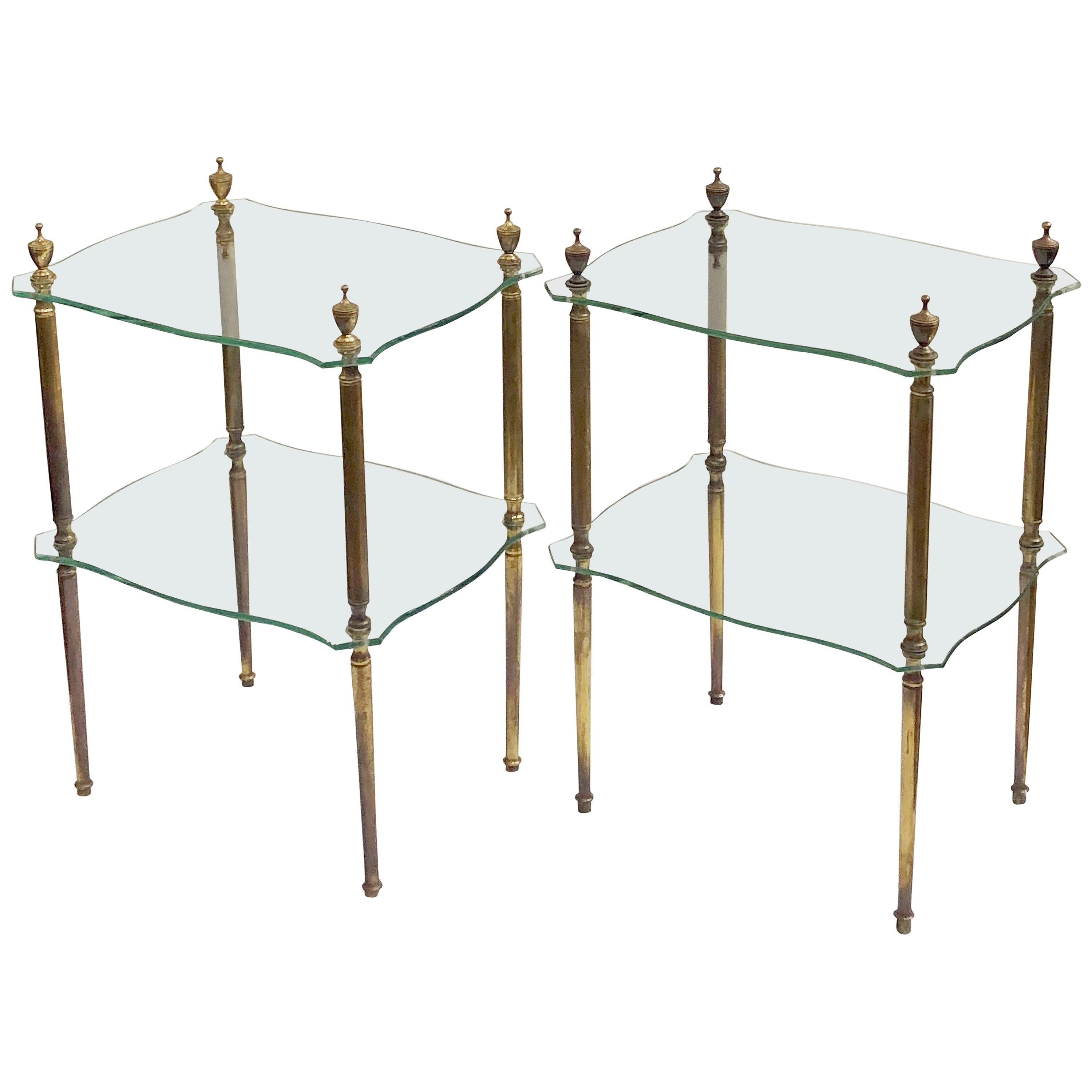 French Side or End Tables of Glass with Gilt Bronze Legs 'Individually Priced'