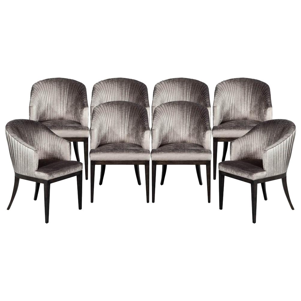 Set of 8 Custom Pleated Dining Chairs by Carrocel