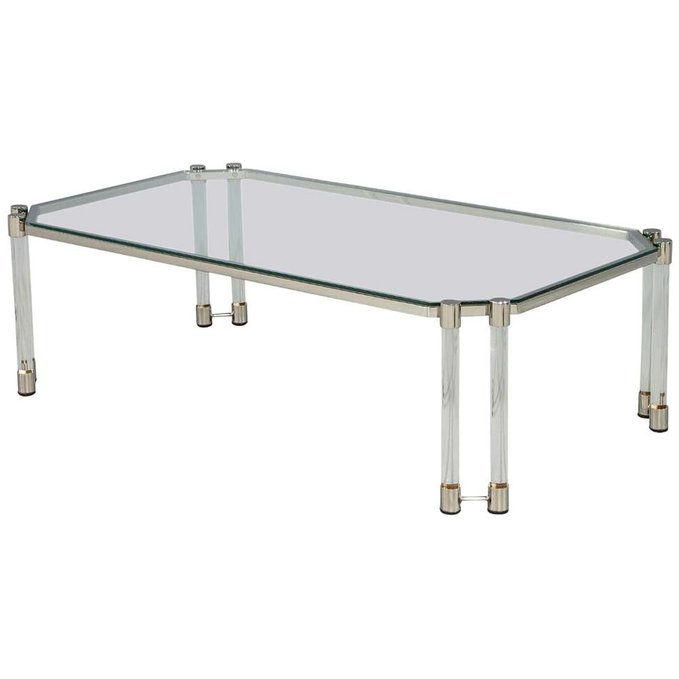 Maison Jansen Style Glass Acrylic Modern Cocktail Table