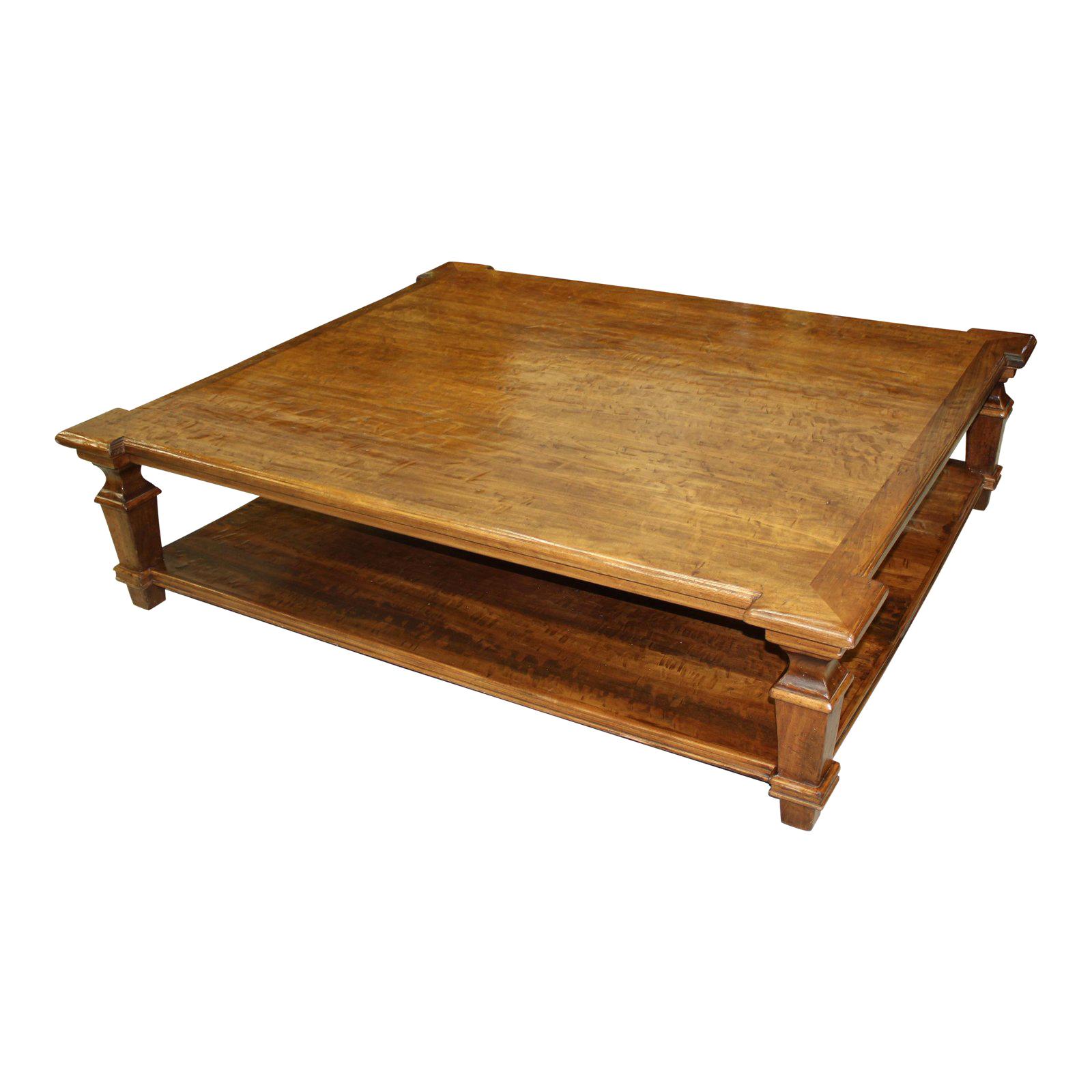Exceptional Huge French Country Solid Walnut Coffee Table, circa 19th Century