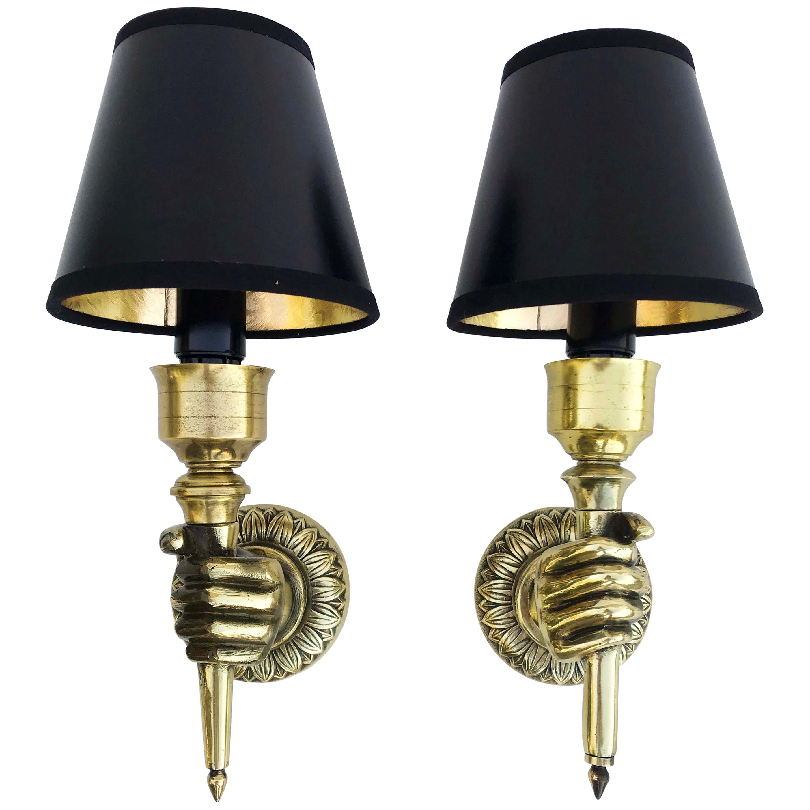 Pair of Andre Arbus Hand Sconces, 4 pairs Available, priced by Pair.