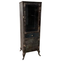 Antique Industrial Brushed Steel Apothecary Cabinet