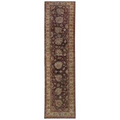 Vintage Pakistan Hand Knotted All Over Brown Peshawar Runner Rug