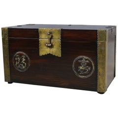 Antique Korean Trunk Chest or Box circa 1920s with Luck and Longevity Characters