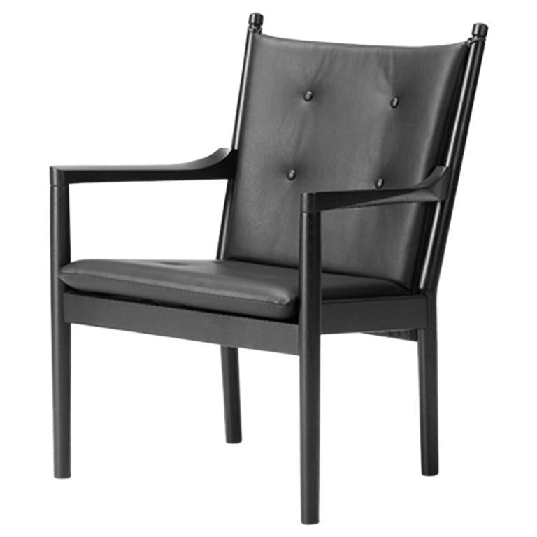 Hans Wegner 1788 Easy Chair, Black Laquered Oak and Leather For Sale