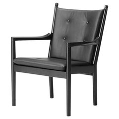 Hans Wegner 1788 Easy Chair, Black Laquered Oak and Leather