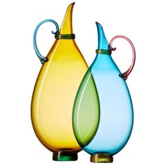 Pair of Vetro Vero Handblown Glass Pitchers, Custom Color Options, Made-to-Order