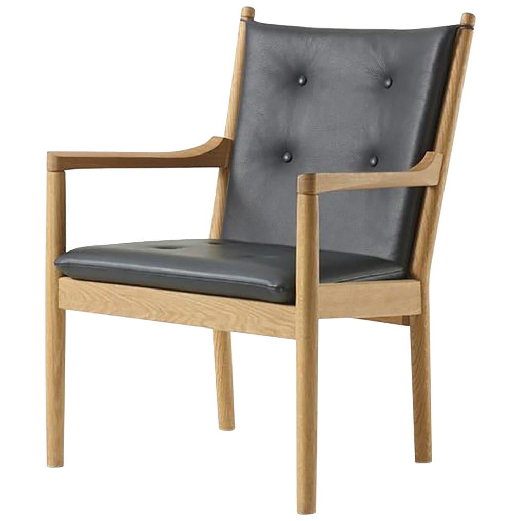 Hans Wegner 1788 Easy Chair, Laquered Oak and Leather