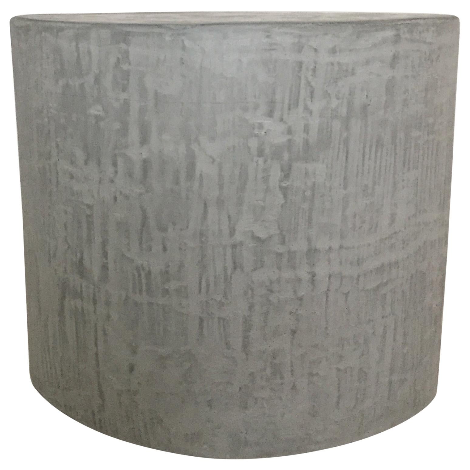 Gray Textured Concrete and Plaster Side Table, Seat For Sale
