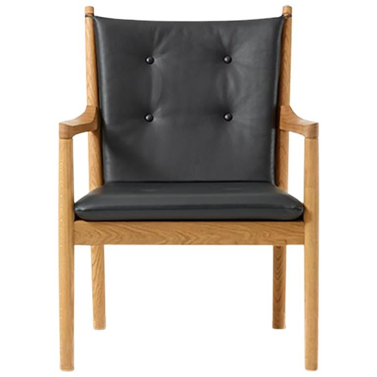 Hans Wegner 1788 Easy Chair, Oiled Oak and Fabric For Sale