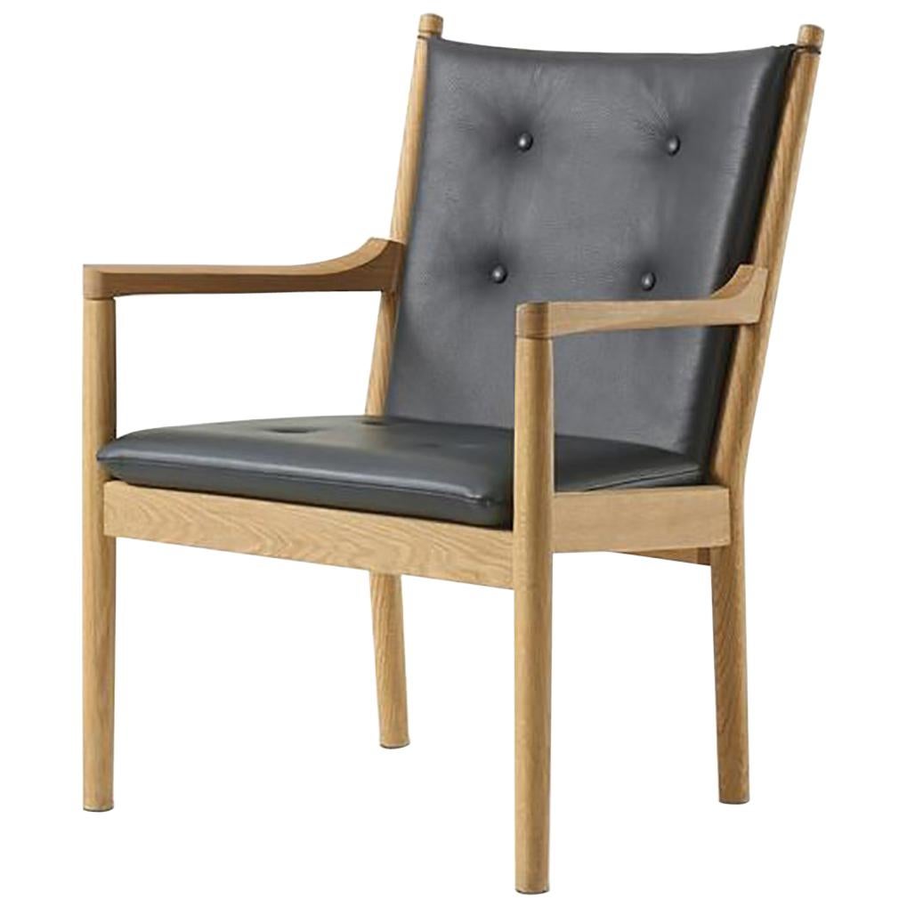 Hans Wegner 1788 Easy Chair, geformte Eiche und Leder