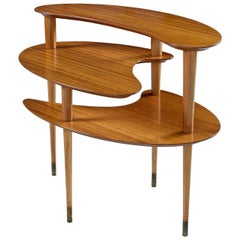 John Keal for Brown-Saltman Biomorphic Mahogany Three-Tier Server End Table