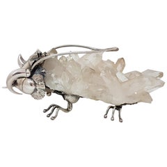 21st Century De Vecchi Silver Rock Crystal Animal Sculpture