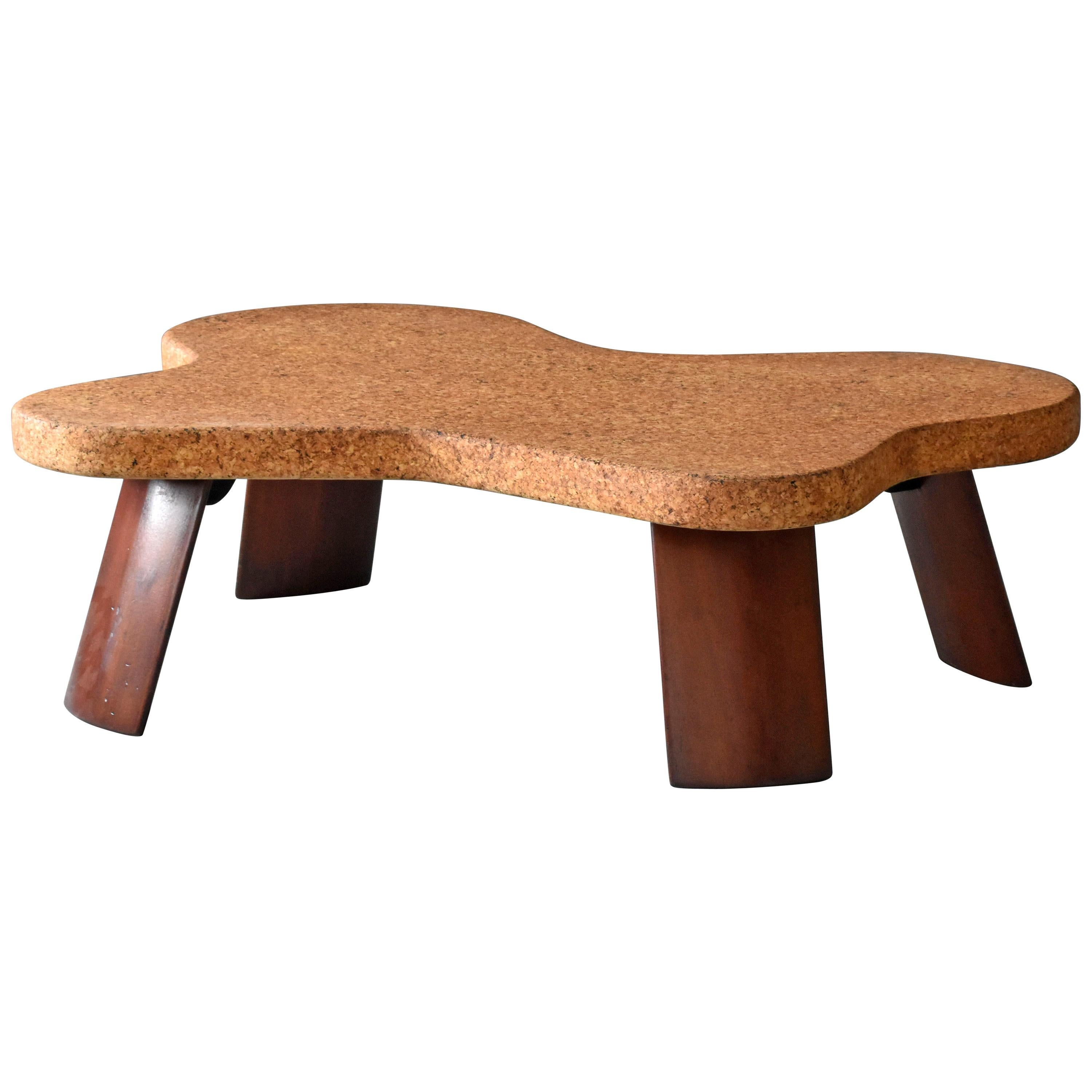 Paul Frankl, Organic Coffee Table, Cork, Mahogany, Johnson Furniture, 1950s at 1stdibs