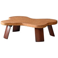 Paul Frankl, Organic Coffee Table, Cork, Mahogany, Johnson Furniture, 1950s