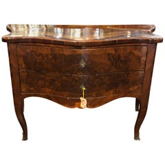 18th Century Louis XV Italian Walnut Olive Chest and Drawers