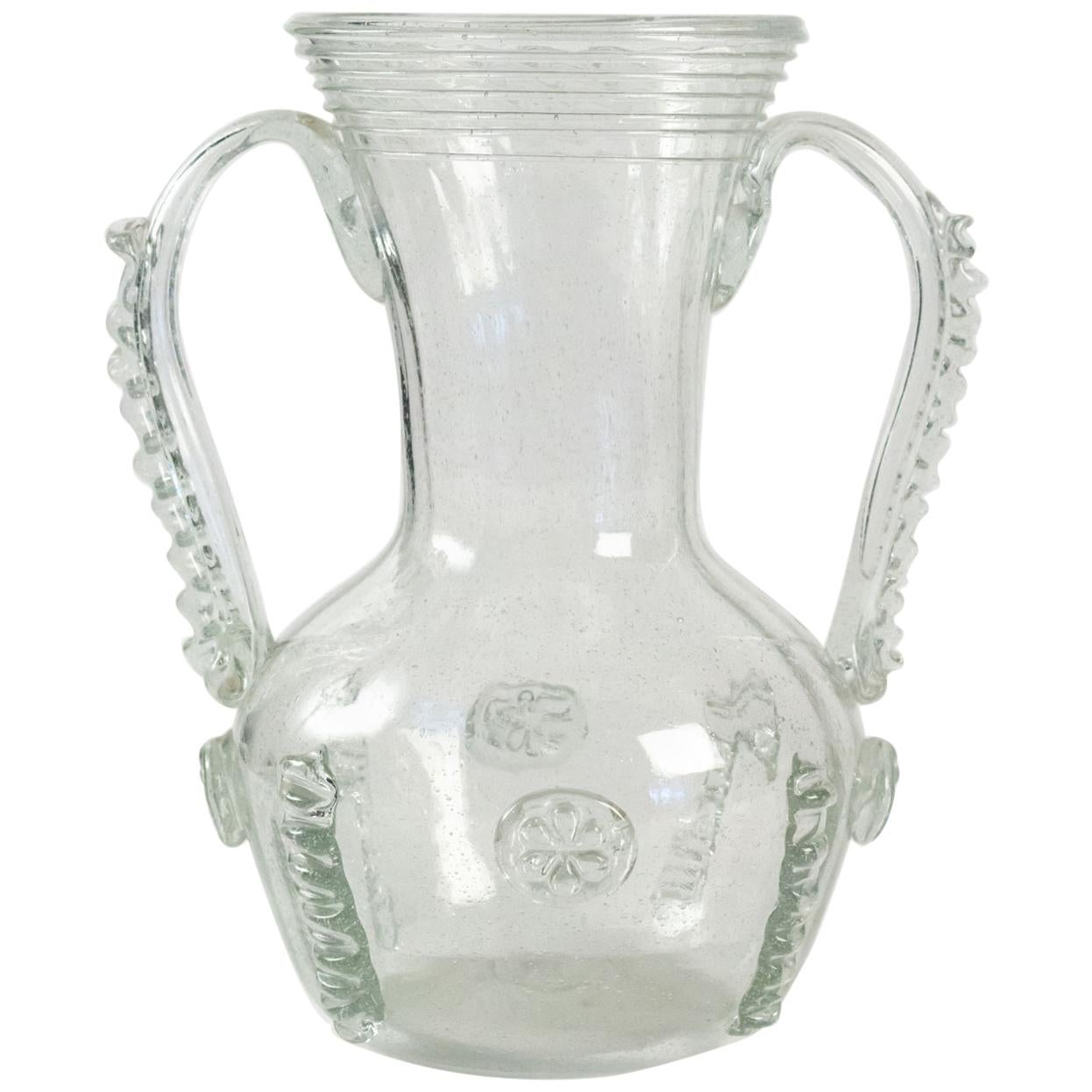 Glass Vase From Normandy, Rouen, France, 19th Century, Old Dishes