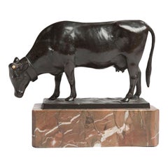 19th Century French Sculpture Signed Moseriz Depicting a Cow