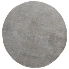 Contemporary Grey Overdyed Wool Round Area Rug