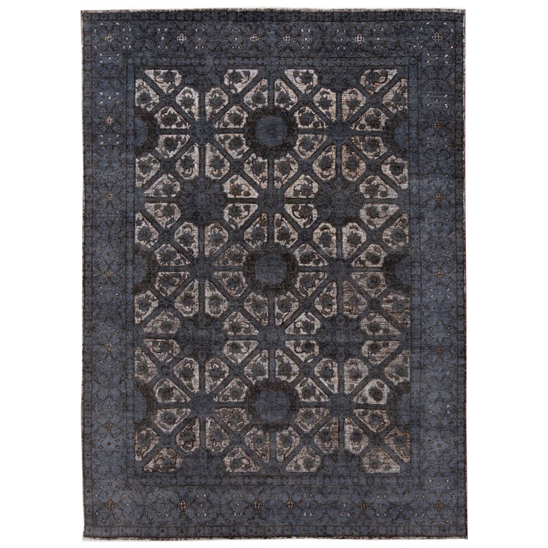 Contemporary Grey Overdyed Sculpted Wool Area Rug For Sale at 1stdibs