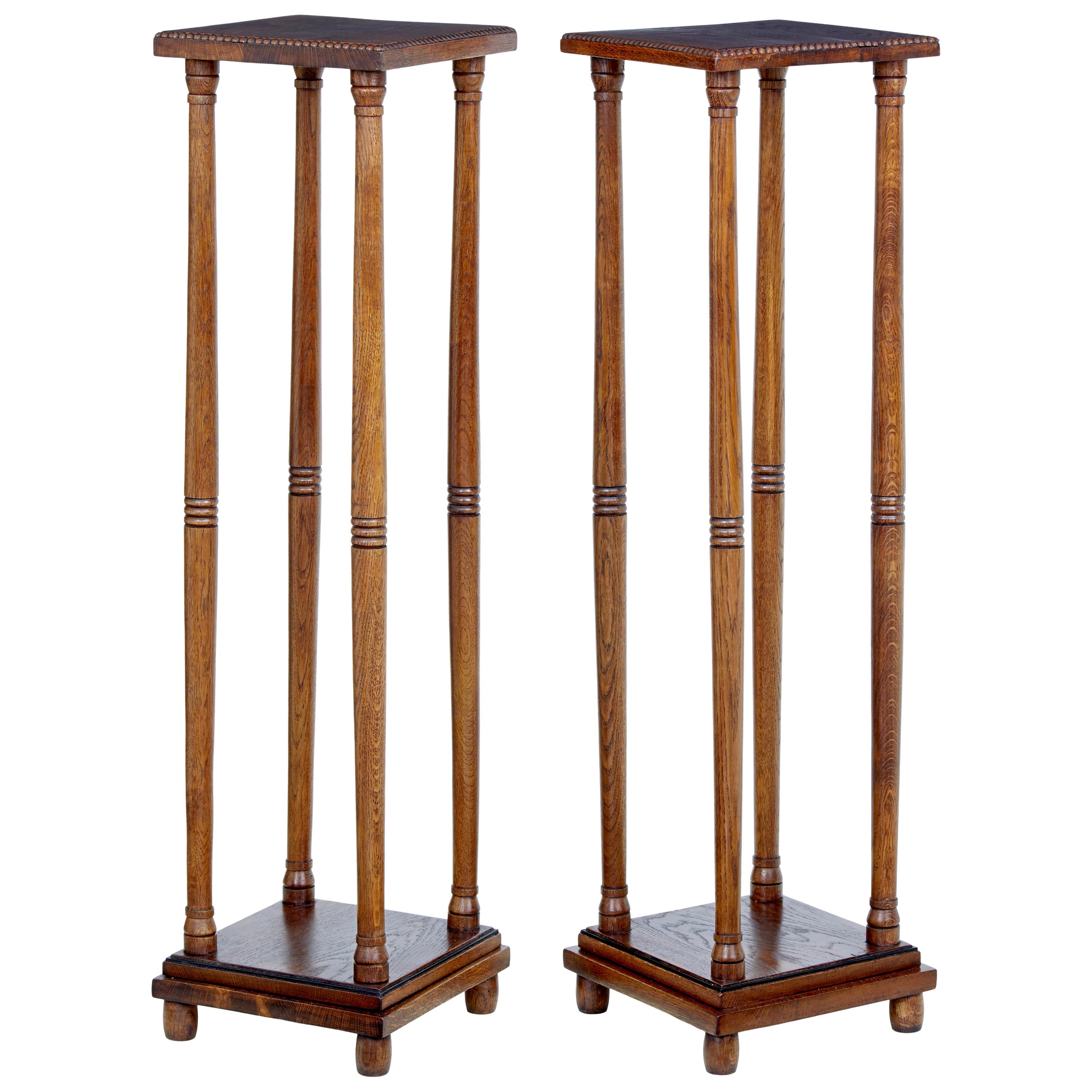 Pair of Early 20th Century Oak Arts & Crafts Stands