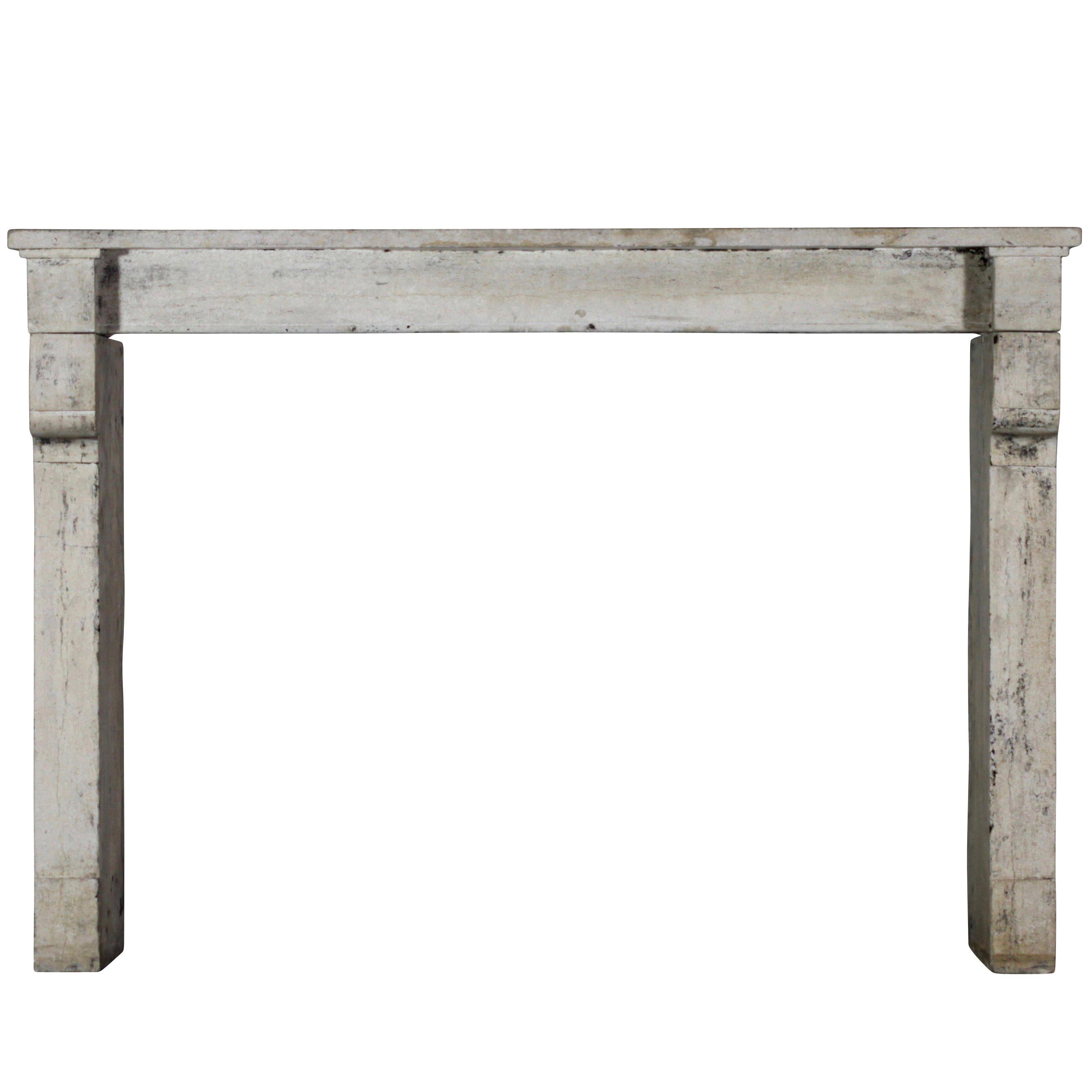 19th Century Fine French Rustic Limestone Antique Fireplace Surround For Sale