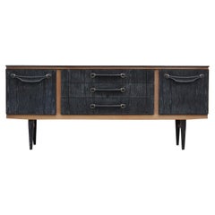 Mid-Century Modern Two-Toned Cerused Black and Natural Wood Credenza / Sideboard