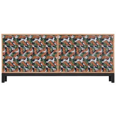 Custom Natural Wood Sideboard with Fierce Sublimated Leopard Animal Design Panel