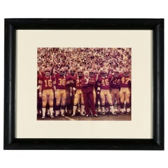 Vintage 1970s USC Trojans Football Photograph with Coach John McKay, Newly Framed