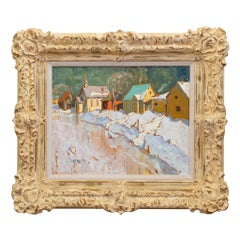 Used "Winter Church" Original Oil Painting by John Moyers