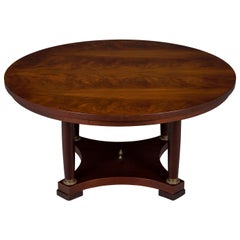Vintage English Round Flame Mahogany Cocktail Coffee Table