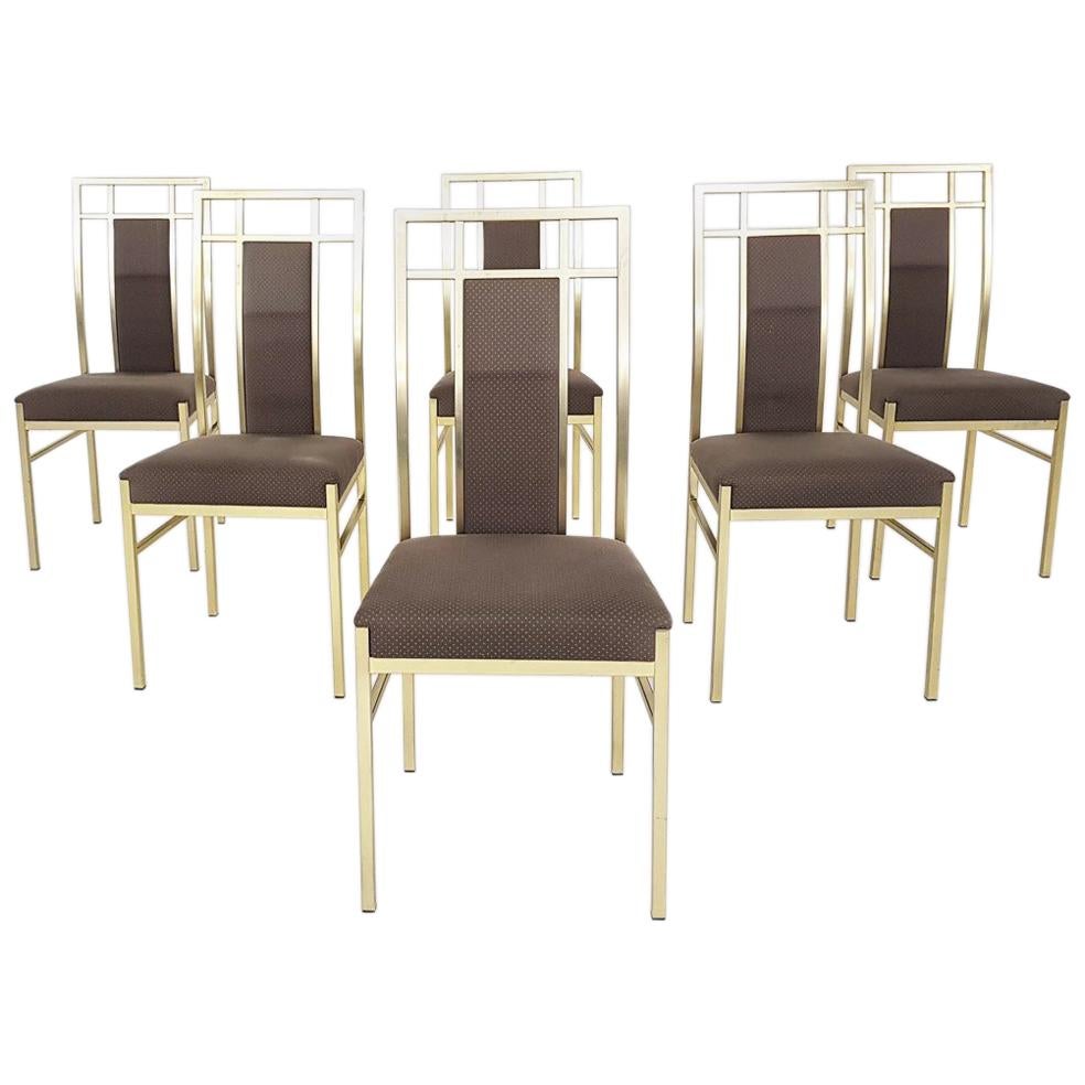 Set of 6 Hollywood Regency Dining Chairs, Italy, 1970s