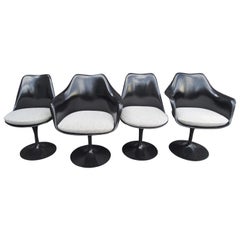 Set of Four Black Tulip Chairs by Eero Saarinen for Knoll