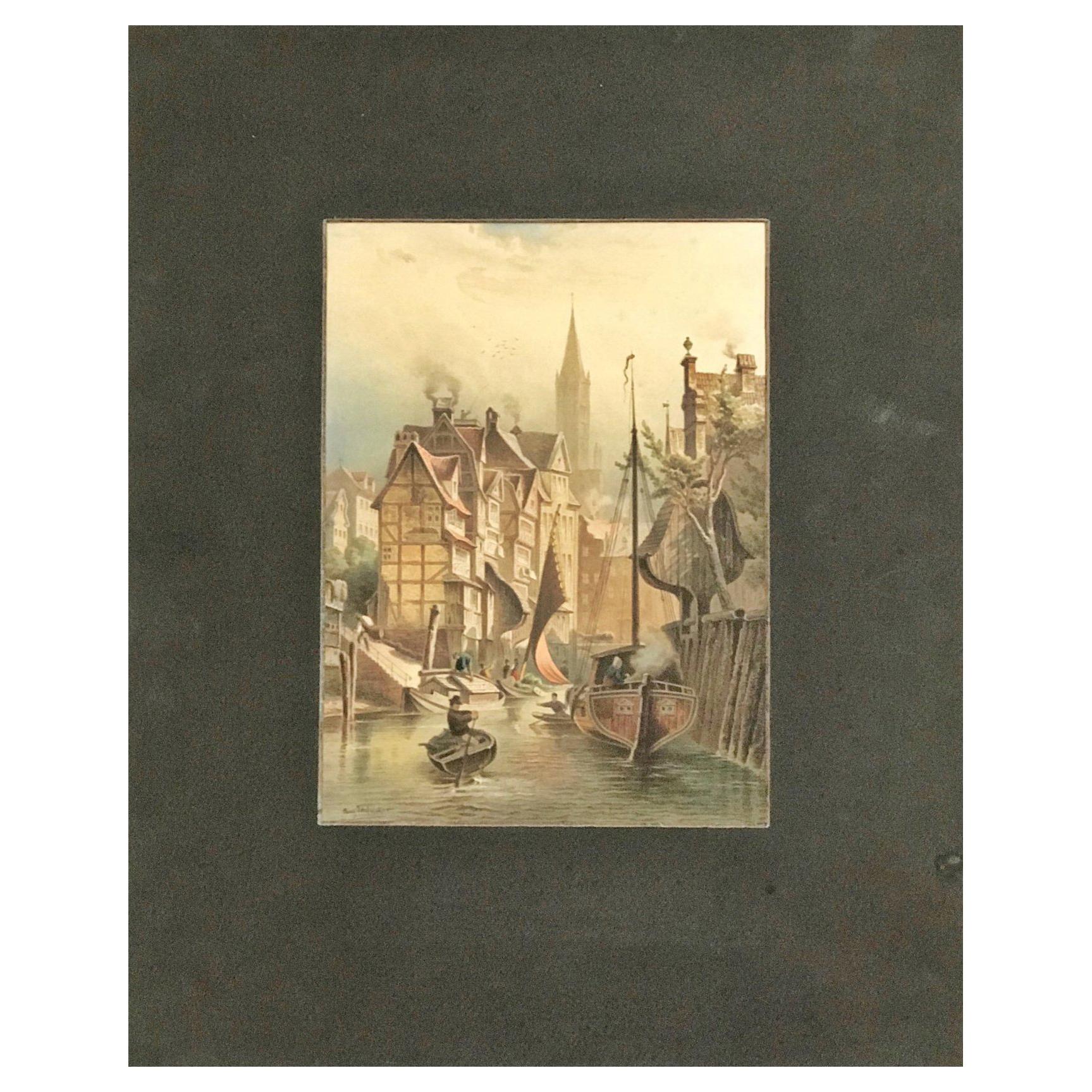 Am Fleet, At the Fleet, En Fleet by August Schliecker, circa 1880 For Sale