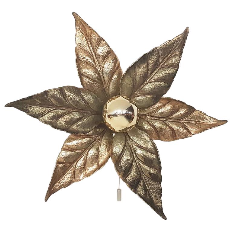Hollywood Regency "Flower" Wall or Ceiling Light by Willy Daro, Belgium, 1970s