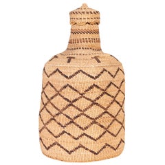 Antique Klamath Basketry Bottle with Lid