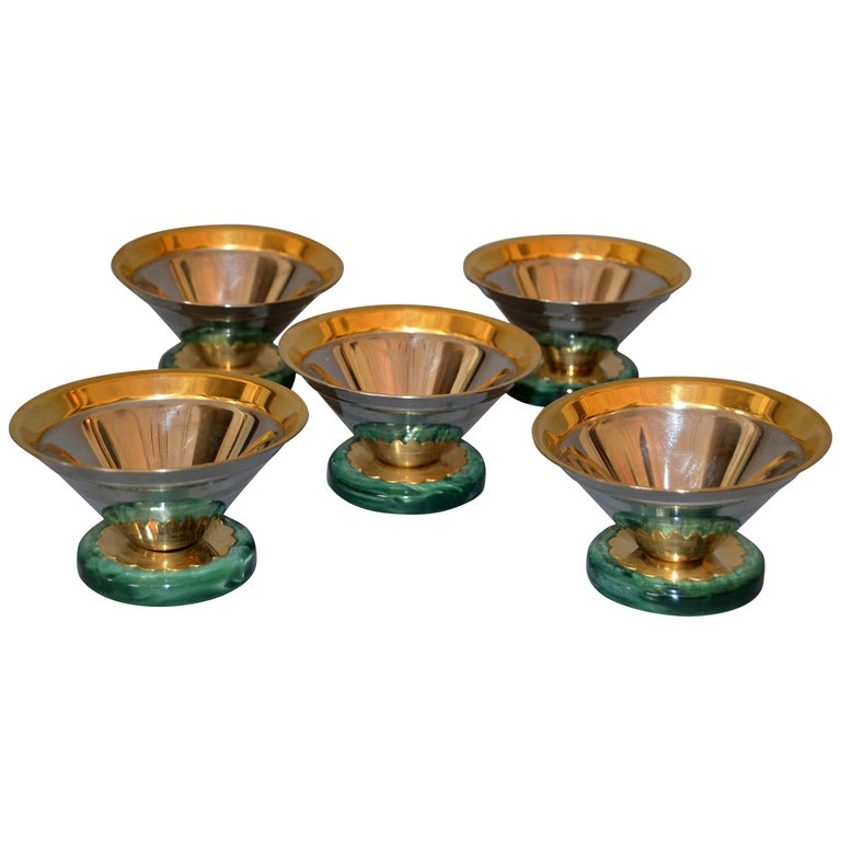 Art Deco Ice Cream Cups signed Gottinghen 1810 design F. Tibaldo, Set