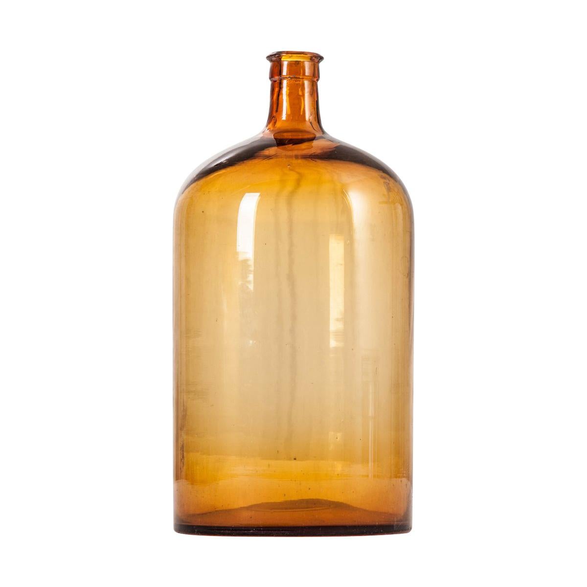 French 20th Century Amber Glass Apothecary Jar