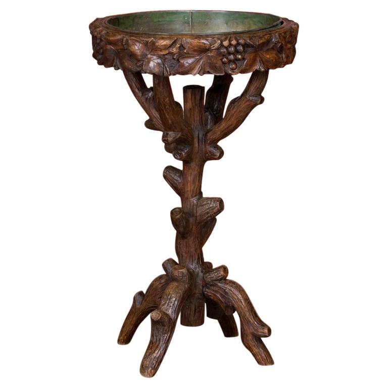 Antique Hand Carved Black Forest Plant Stand