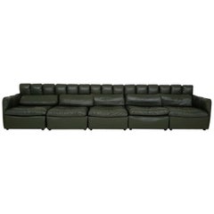 Used Large "De Sede Style" Dark Green Leather Modular Sofa, Germany 1960's 