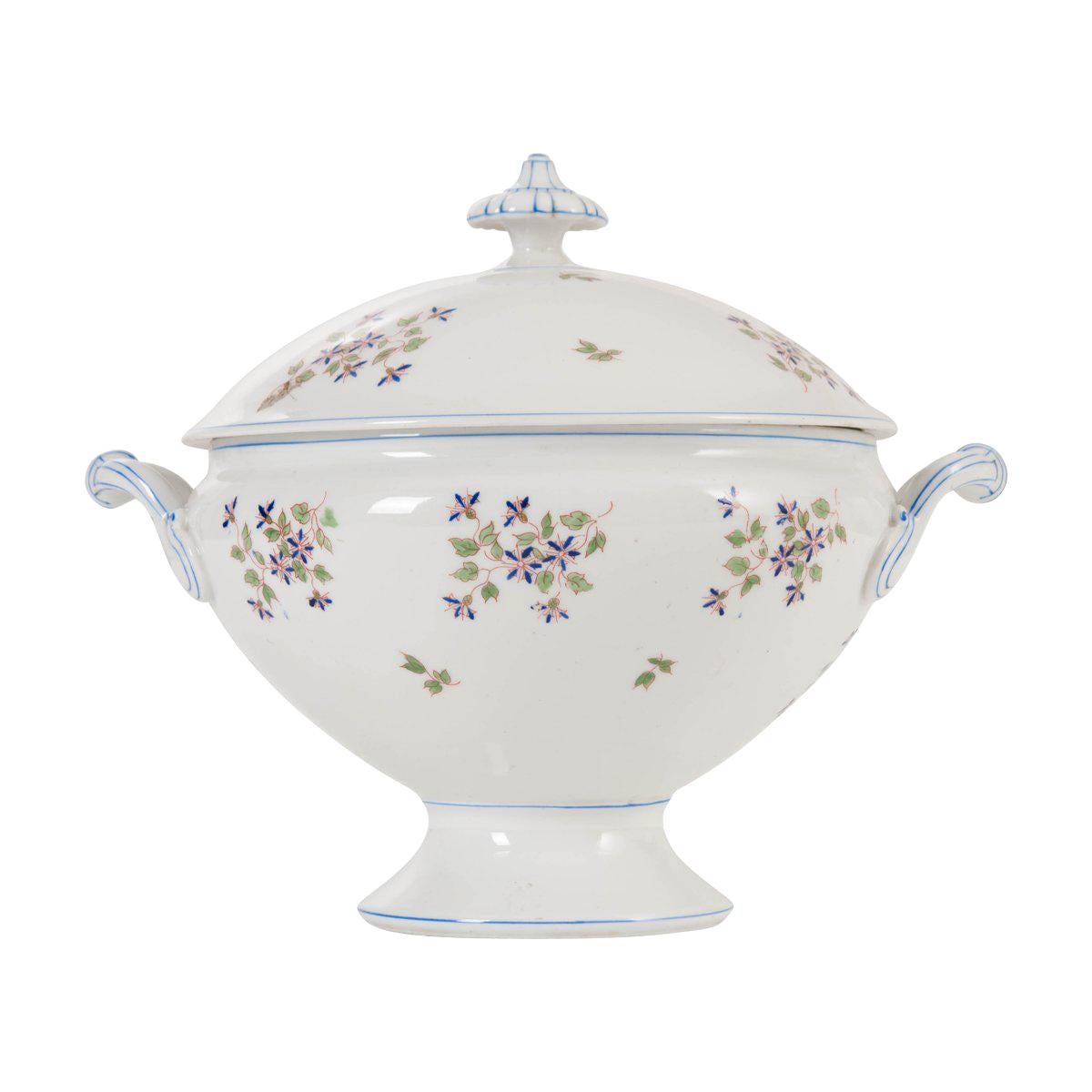 French Old Paris Porcelain “Cornflower” Pattern Tureen