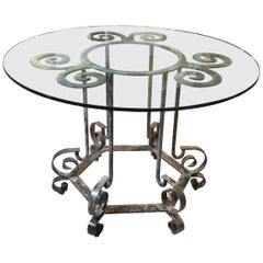 One of a Kind Iron Spiral Top Center Table