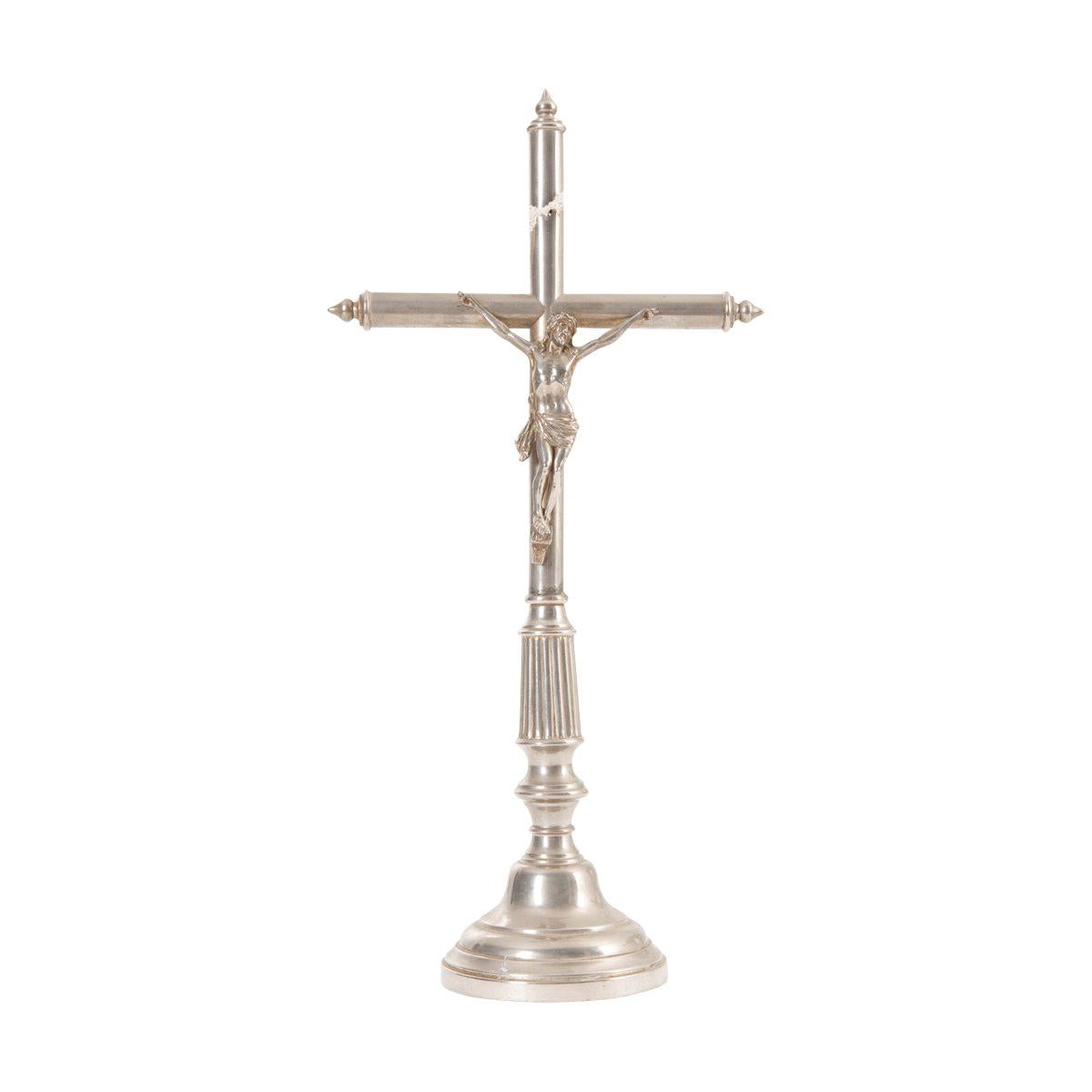 French Vintage Silver Plate Crucifix