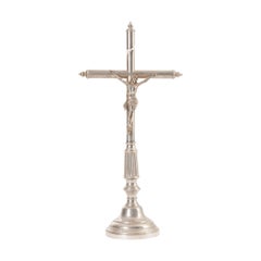 French Antique Silver Plate Crucifix